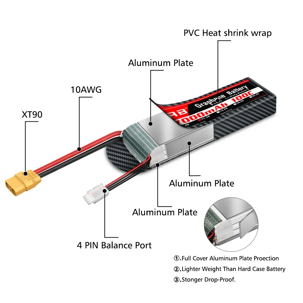 Graphene Battery 2S 3S 4S 6S R - огляд і ціна 4S Lipo Battery 14.8V 6000Mah